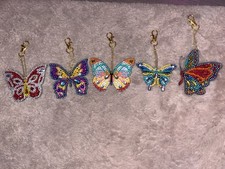 NWT Butterfly Keychain Rhinestones Goldtone Gift Box Included