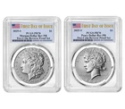 2025-S Reverse Proof $1 Morgan and Peace Silver Dollar 2pc Set PCGS PR70 FDOIOGP