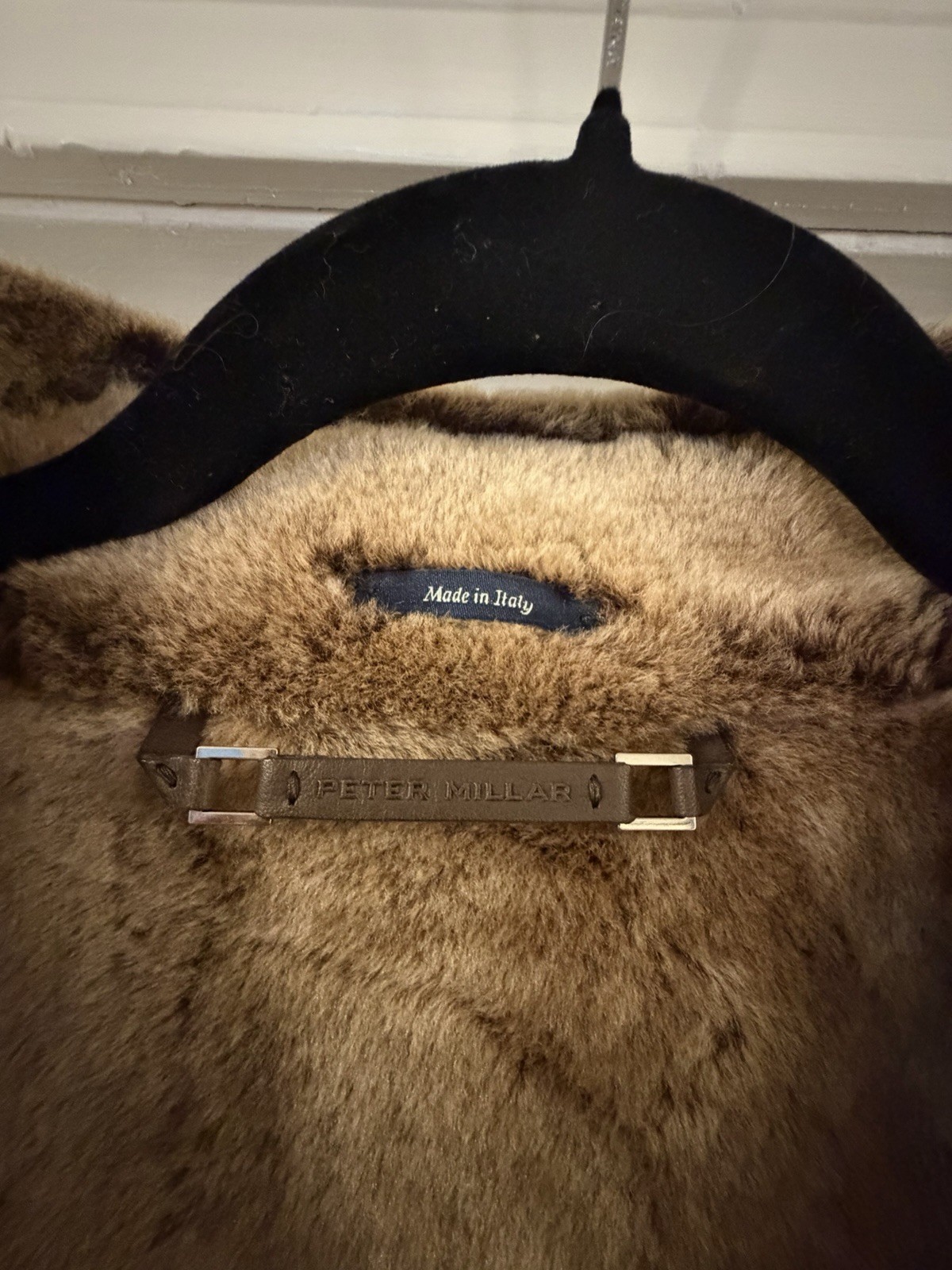 Peter Millar Shearling Brown Leather Coat Men’s M… - image 3