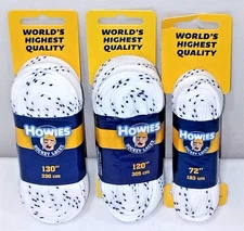 NEW 3 Pairs Lot Howies Hockey White Skate Skating Laces, Sizes 72" , 120" & 130”