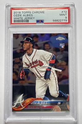 Ozzie Albies (RC) 2018 Topps Chrome White Jersey Rookie PSA 9 #72 Braves