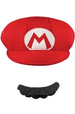 Brand New Super Mario Brothers Mario Adult Hat and Moustache Accessory
