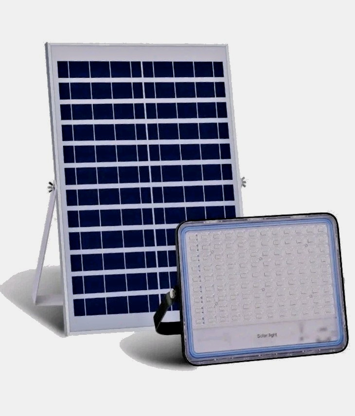 2PZ FARI LED SOLARI CON PANNELLO SOLARE DA 500 WATT FARO CREPUSCOLARE TELECOMAND