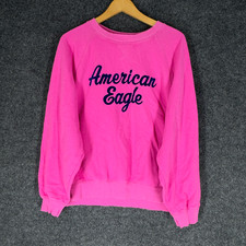 American Eagle Sweatshirt Women XL Pink Crew Neck Long Sleeve Cotton Pullover