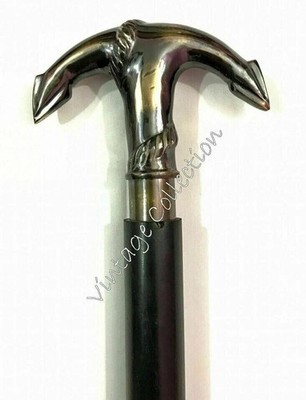 Nautical Anchor Handle Wooden Walking Stick 3 Piece Vintage Style Brass Cane