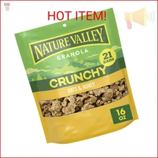 Nature Valley Crunchy Granola, Oats and Honey Granola, Resealable Snack Pouch, 1