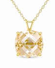 LAB CREATED 7.76 Cts CHECKERBOARD YELLOW TOPAZ PENDANT SOLID 14k GOLD - NWT — photo 2