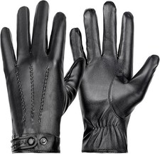 Guantes cuero invierno hombre tactiles forro cashmere para conducir motocicleta