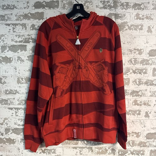 NEW LRG Jason Mask Red Striped Full Zip Hoodie Medium MSRP $120