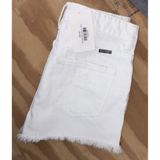 New Kancan Shana High Rise Jean Shorts 3/25 White Distressed Frayed Raw Hem