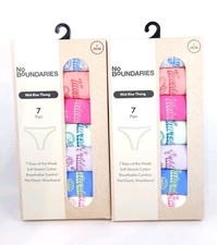 Set of 2 No Boundaries Women s Cotton Thong Panties 14-Pack Days of Week Size L