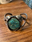 Native American Silver And Turquoise Cuff Bracelet  — photo 6