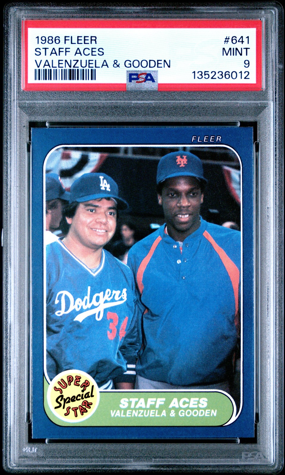 1986 FLEER VALENZUELA & GOODEN #641 STAFF ACES PSA 9