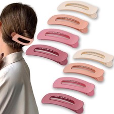 8 Pcs Large Lay Flat Claw Clips for Women French Side Slide Barrettes for
