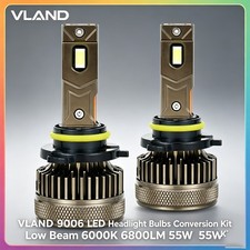 Vland 9006 Led Headlight Bulbs Conversion Kit Low Beam 6000k 6800lm 55w White