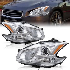 For 2009-2014 Nissan Maxima Sedan Halogen Chrome Headlights Assembly Lamps Lhrh For 2009-2014 Nissan Maxima Sedan Halogen Chrome Headlights Assembly Lamps Lhrh