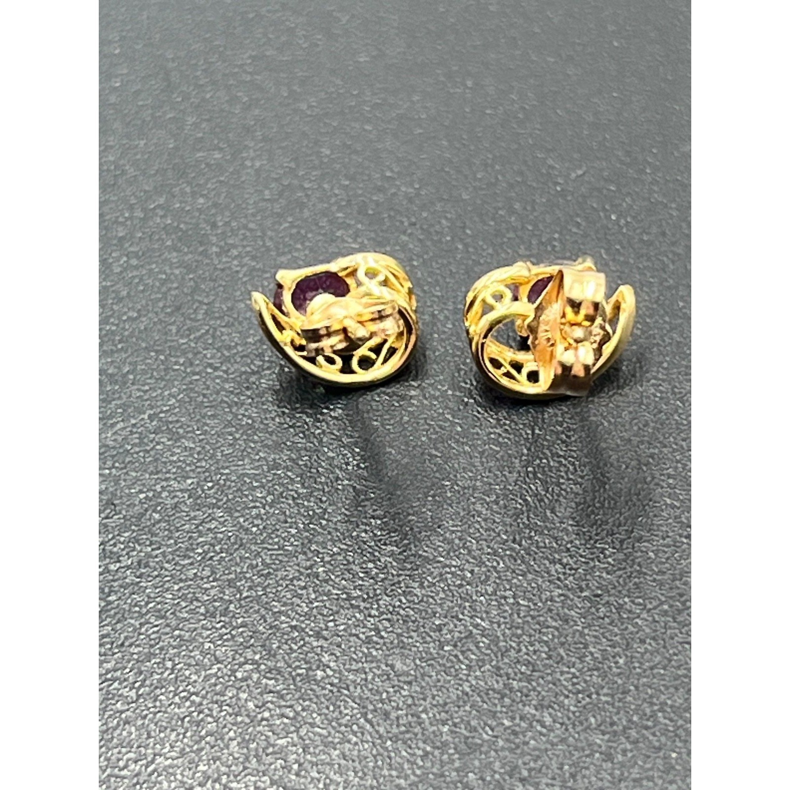 14k Solid Yellow Gold Genuine Oval Ruby Filigree … - image 15