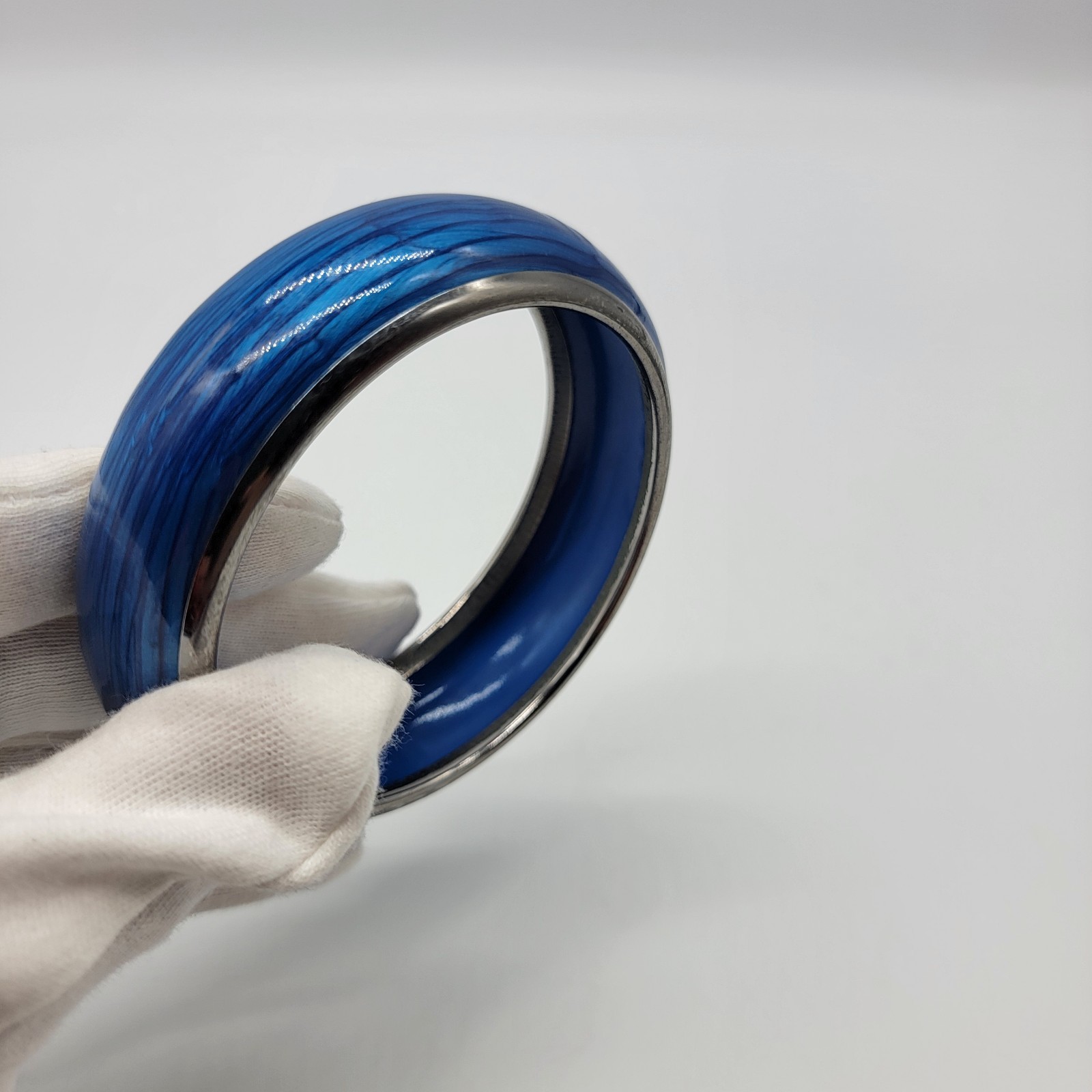 Blue Metal Bangle Statement Bracelet - image 6