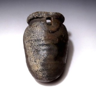 XA18 Japanese Hanging Vase Bizen Ware Firewood Hole Kiln Natural ash glaze