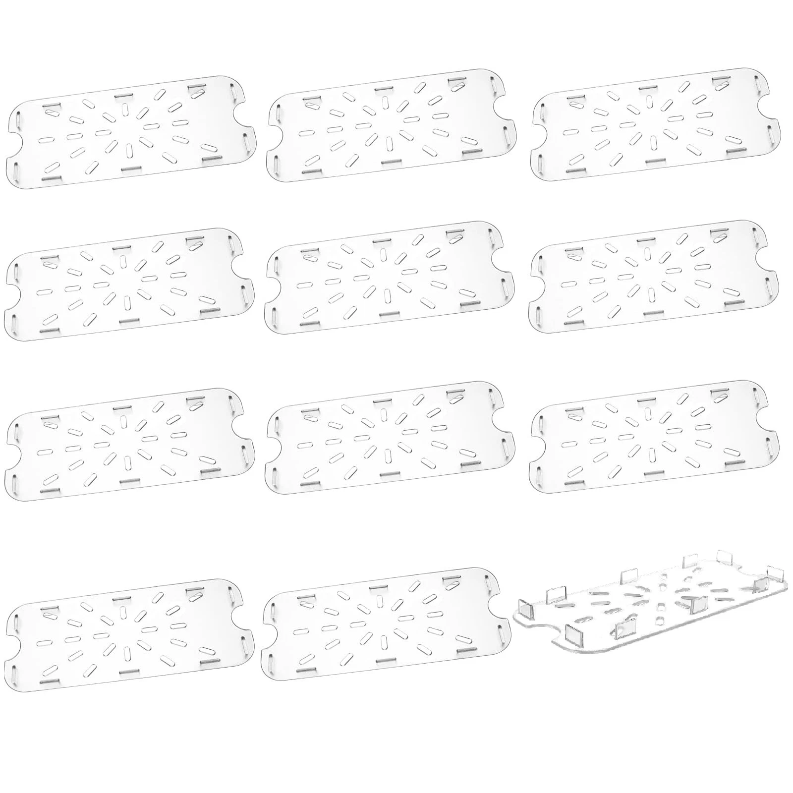 12 PCS Plastic Drain Shelf for 1/3 Size Food Pan Clear Plastic Grate Acrylic ...