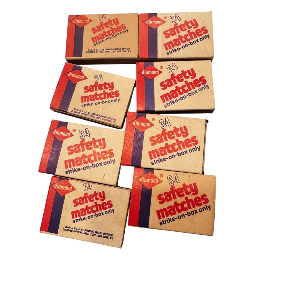 Vintage Diamond 34 Safety Matches Strike-on-Box Only Mostly Full Boxes Lot of 8 - Image 2 of 4