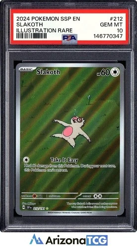 Pokemon 2024 Slakoth 212/191 Illustration Rare Surging Sparks GEM MINT PSA 10