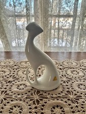 Vtg ROYAL DUX Bohemia White  CAT Sitting STATUE JAROSLAV JEZEK Porcelain
