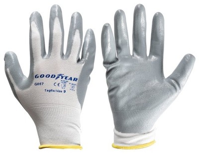 GOODYEAR Nylon und Nitril Handschuhe Größe 9 Farbe weiß/grau Motorrad Schutz