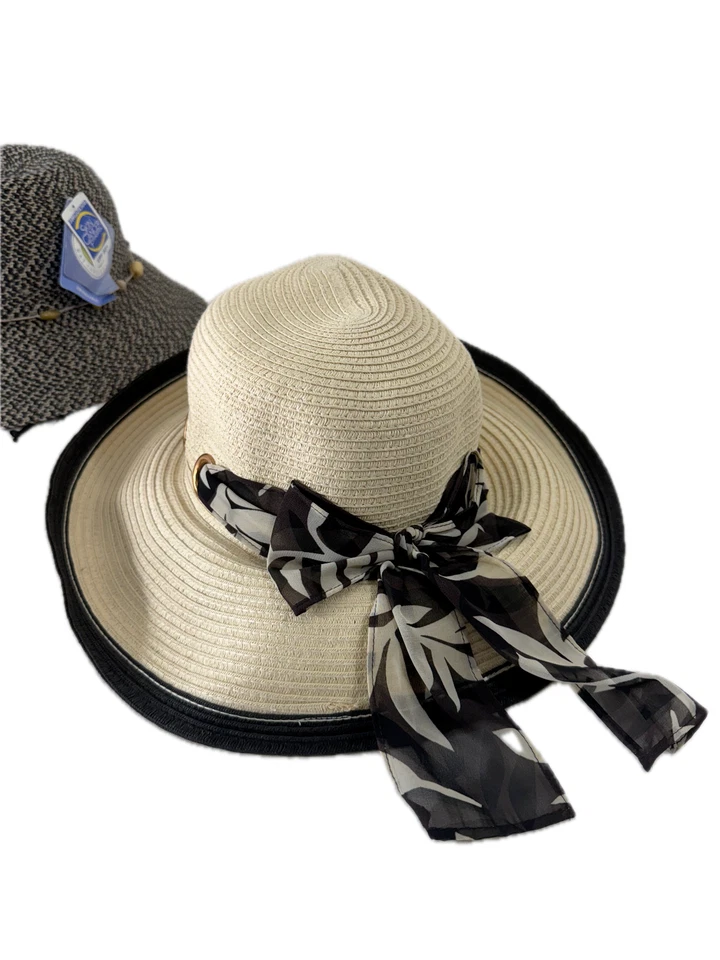2 sombreros Wallaroo Sun nuevos con etiquetas - sombreros de playa de paja de verano para mujer negros y crema Foto 2 de 4