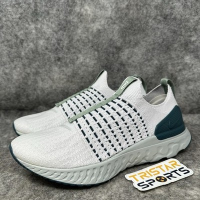 Nike React Phantom Run Flyknit 2 Shoes Womens Sz 9 White Green Slip On Sneakers