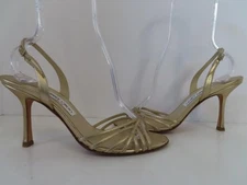 JIMMY CHOO Metallic Gold Strappy Sandals/Heels Size 40.5/US 10.5