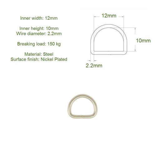 Welded D RINGS 10, 12, 14, 16, 18, 20, 22, 24, 26, 28, 30, 35, 40, 50mm - Silver - Picture 3 of 16