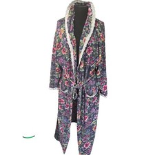 Vintage Victoria's Secret Robe 100 Cotton Floral Lace Trim Gold Label