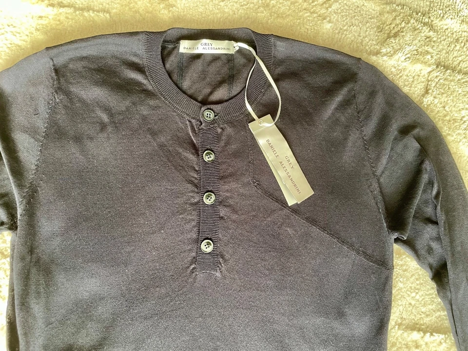 $325.00 NUEVO SUÉTER GRIS DANIELE ALESSANDRINI SLIM FIT 100% ALGODÓN FINO TALLA S/M Foto 2 de 4