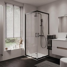 BOX DOCCIA 70X120 CM ANGOLARE VETRO 6MM TRASPARENTE ALLUMINIO NERO OPACO JAVA