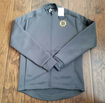 Boston Bruins Adidas Jacket Men's Small Gray Full Zip Game Official NWT