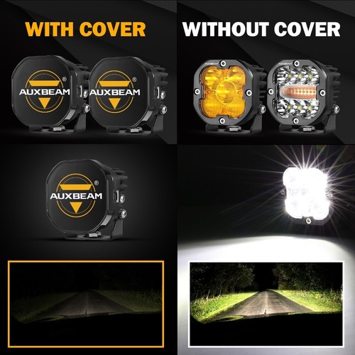 AUXBEAM 2x 3"INCH 128W LED Work Light Bar Combo Driving Work Fog Lamps w/ Covers - Picture 10 of 12