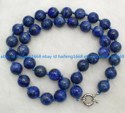 Natürlich 6/8/10/12mm Blau Lapislazuli Edelstein Runde Perlen Halskette 18" - Bild 1 von 4