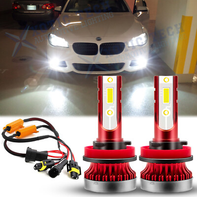 H8 Error Free 6000K White LED Fog Light w/ Load Resistor Decoders for BMW Mazda