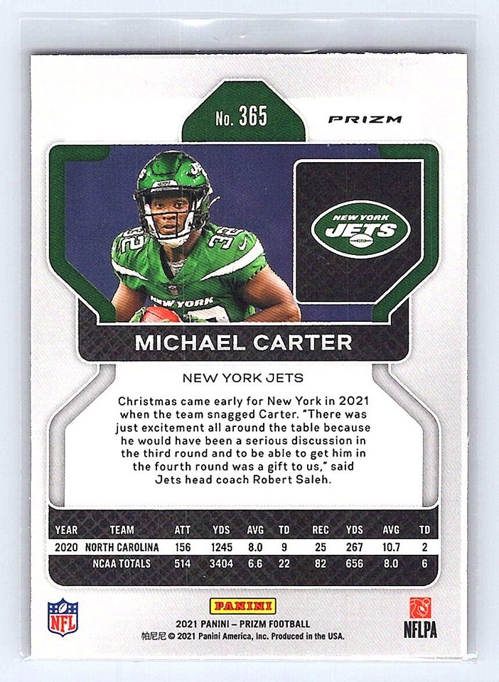 2021 Panini Prizm Michael Carter 365 New York Jets eBay