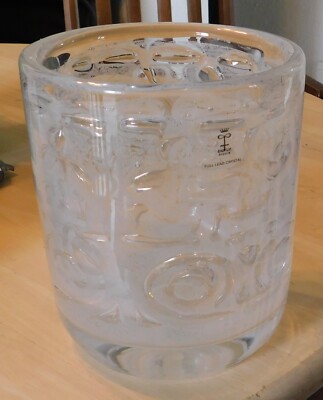 Vintage Bengt Edenfalk Skruf glass vase 7'' tall, 6'' diameter