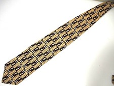 Vtg Ferrell Reed Mens Necktie Tie Yellow Navy Blue Red Black Geometric Silk 57"