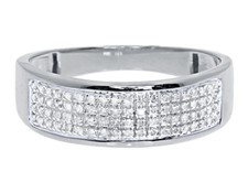 10k White Gold Mens Pave Round Diamond 7mm Wedding Fashion Band Ring 0.25 ct