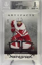2021-22 UD Artifacts DYLAN LARKIN #127 Dual Materials Black /3 BGS 8 RARE! POP 1