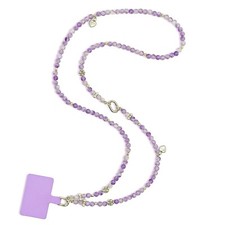 Purple Beaded Phone Lanyard, Cell Phone Crossbody Lanyards with with Tether T...