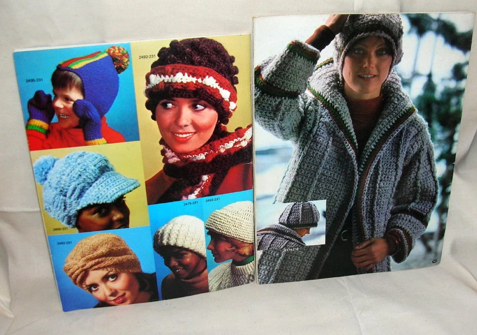 Two 1975-77 Bernat Crochet & Knitting Books, Hats, Jackets, Sweaters, Mittens - Image 2 of 4