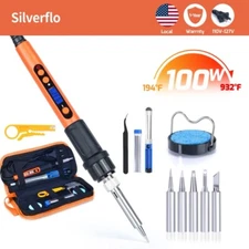 100W Electric Soldering Iron Kit Adjustable Temperature Solder Wire Desoldering