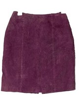 Vintage 1980s CHIA Womens 10 Plum Purple Leather Short Skirt Lined Kick Pleat