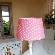 Lampenschirm Rosa weiße Sterne Ø25cm Schirm rund für Tischlampe E27 Mädchen