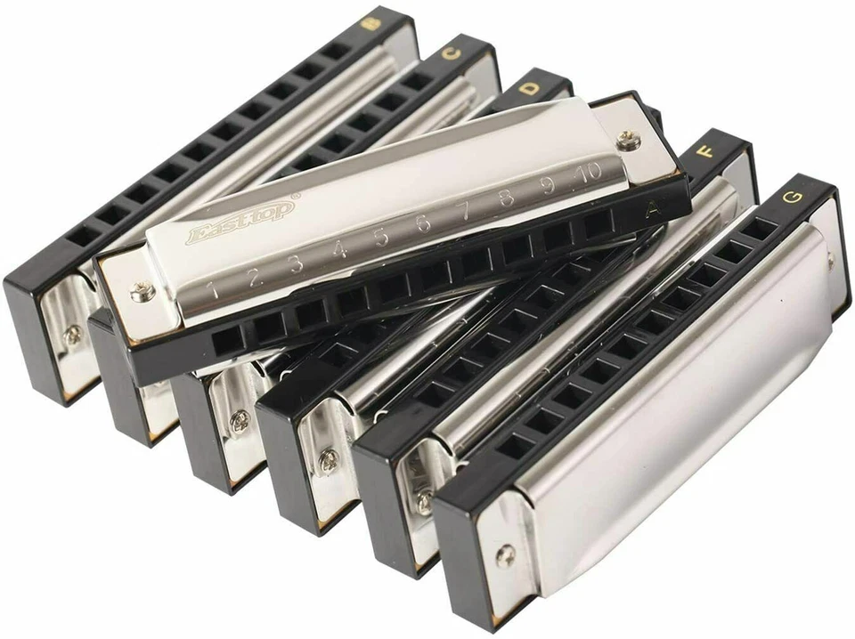 EASTTOP Harmonica set of 7-Pack 10Hole Blues harp mouth organ Diatonic Harmonica - Image 4 of 4